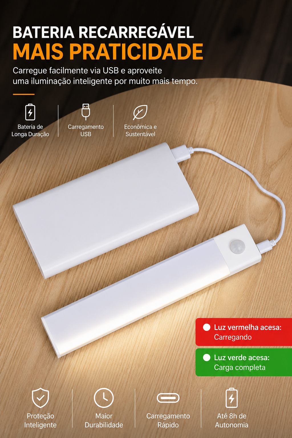 Luminária LED Inteligente com Sensor de Movimento