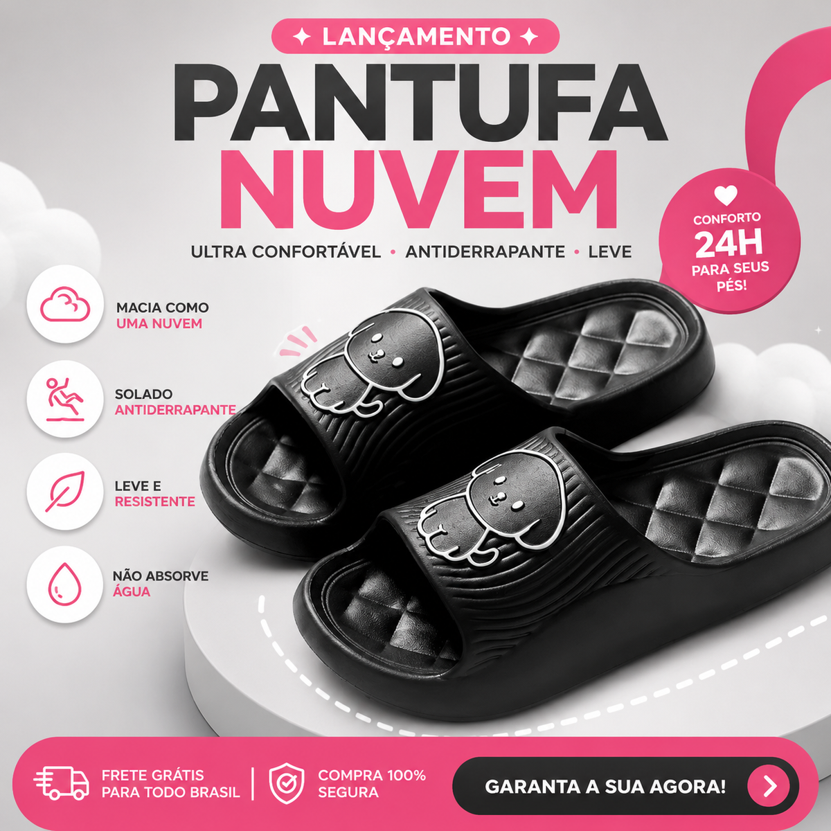 Pantufa Nuvem EVA Antiderrapante | Ultra Confortável para Casa e Banho