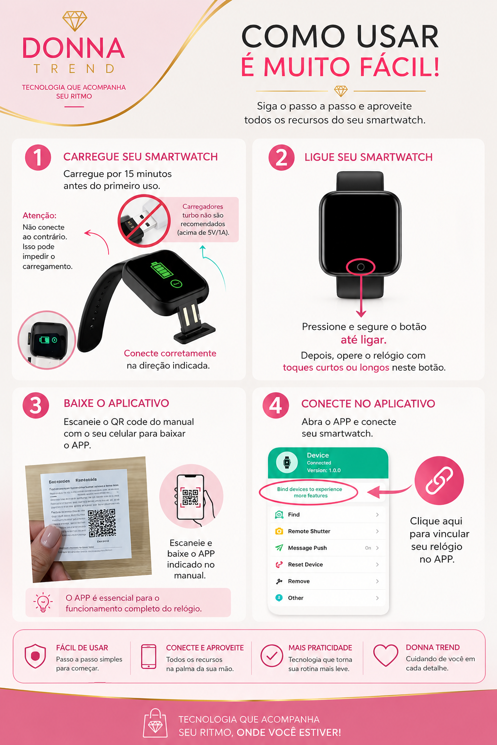 Smartwatch Fit Pro Bluetooth – Donna Trend