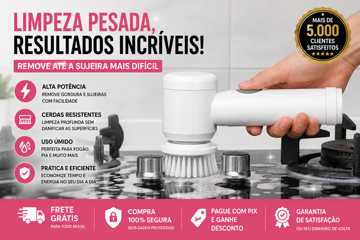 Escova Elétrica de Limpeza 5 em 1 Recarregável