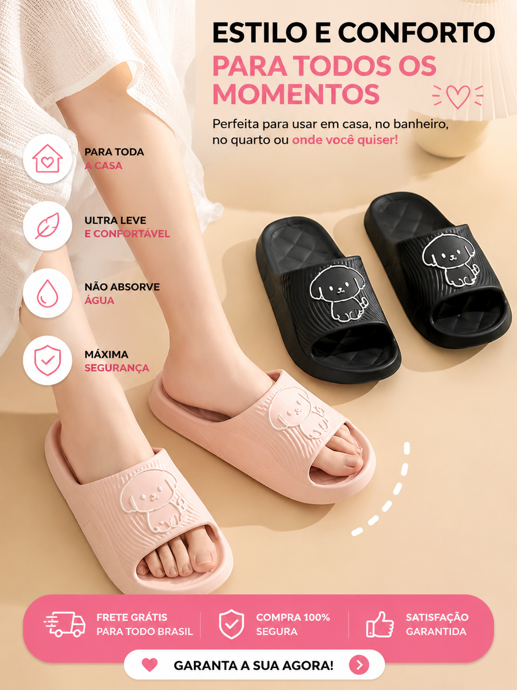 Pantufa Nuvem EVA Antiderrapante | Ultra Confortável para Casa e Banho