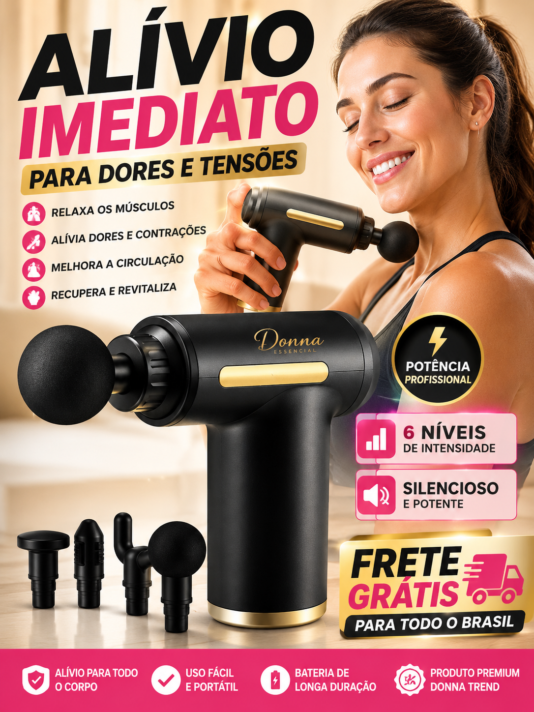 Massageador Elétrico Profissional para Alívio Muscular | Donna Essencial