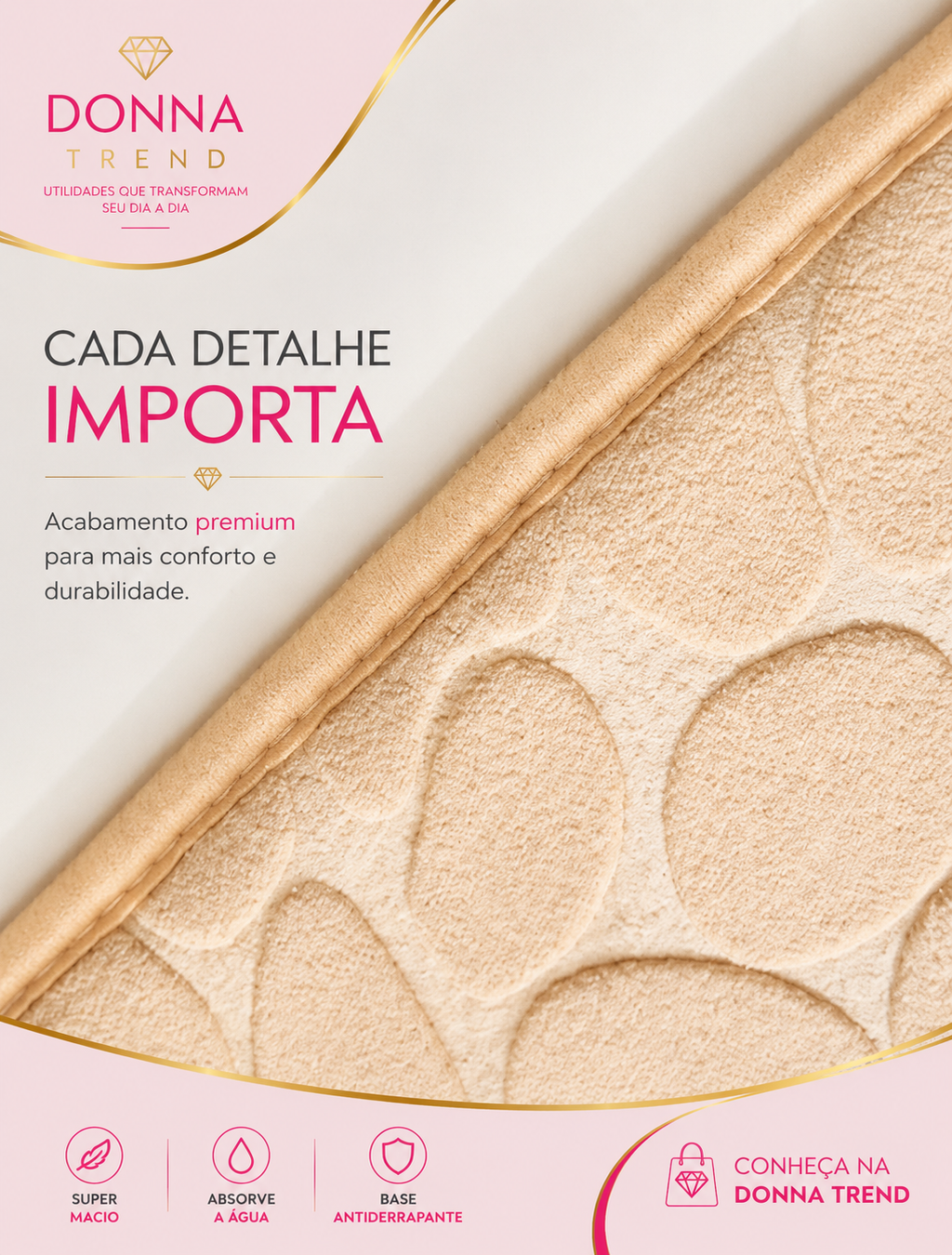 Tapete Superabsorvente Antiderrapante para Banheiro – Seca Rápido