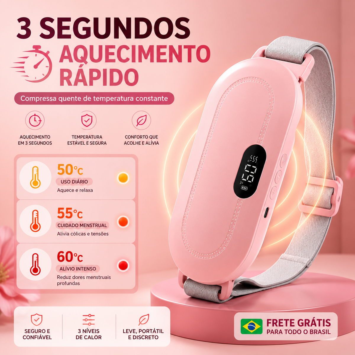 Cinta Massageadora Térmica Recarregável para Conforto Menstrual | Donna Trend