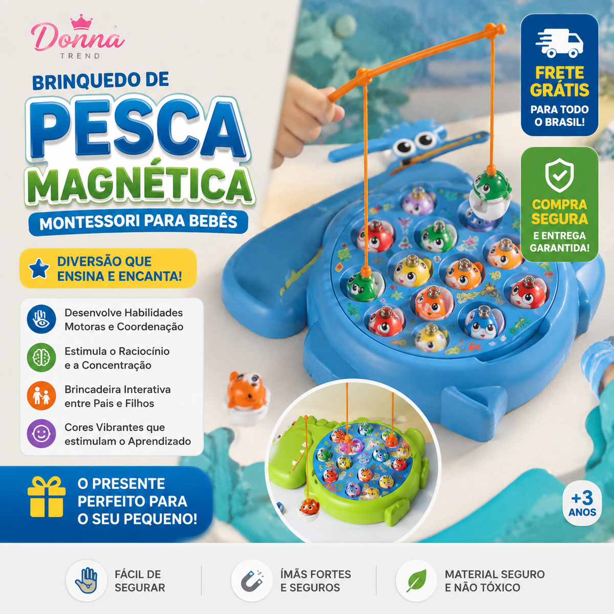 Brinquedo de Pesca Magnética Montessori para Bebês | Desenvolvimento Infantil