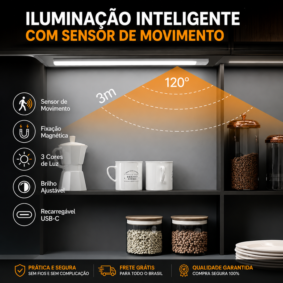 Luminária LED Inteligente com Sensor de Movimento