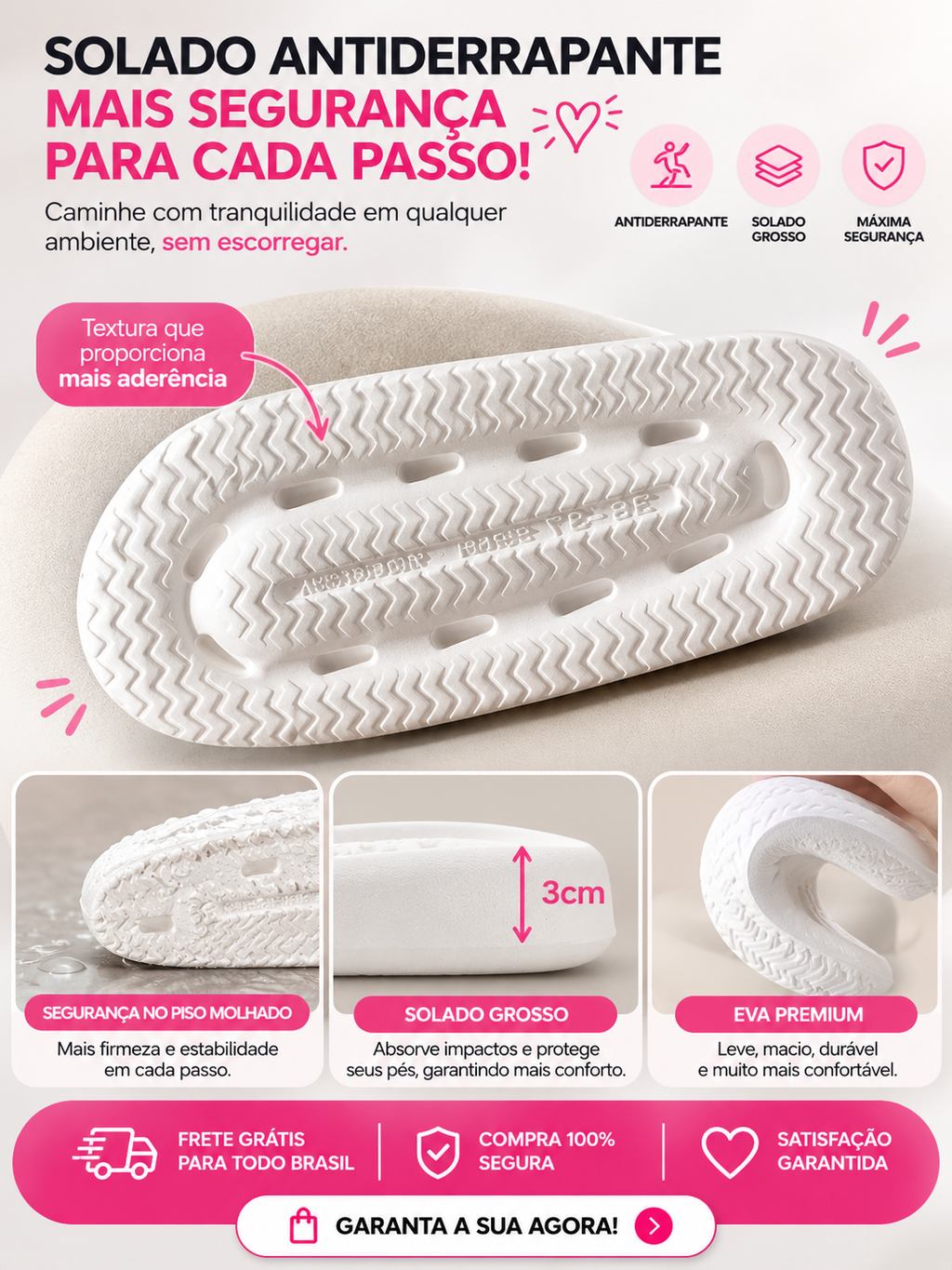 Pantufa Nuvem EVA Antiderrapante | Ultra Confortável para Casa e Banho
