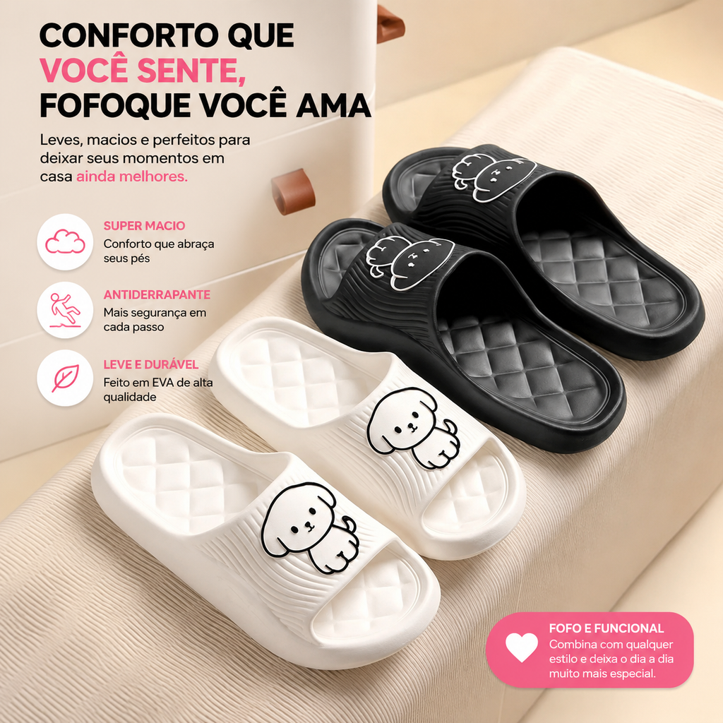Pantufa Nuvem EVA Antiderrapante | Ultra Confortável para Casa e Banho